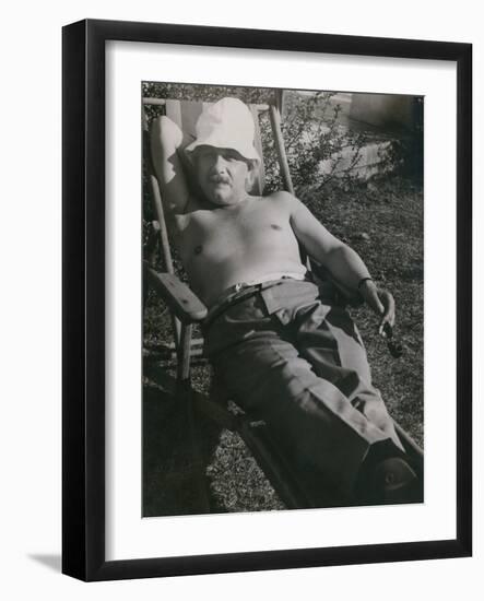 Albert Einstein Sunbathing in 1932-null-Framed Photo