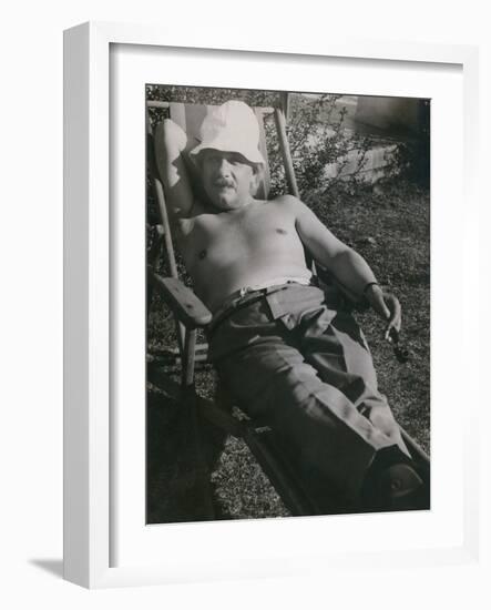 Albert Einstein Sunbathing in 1932-null-Framed Photo