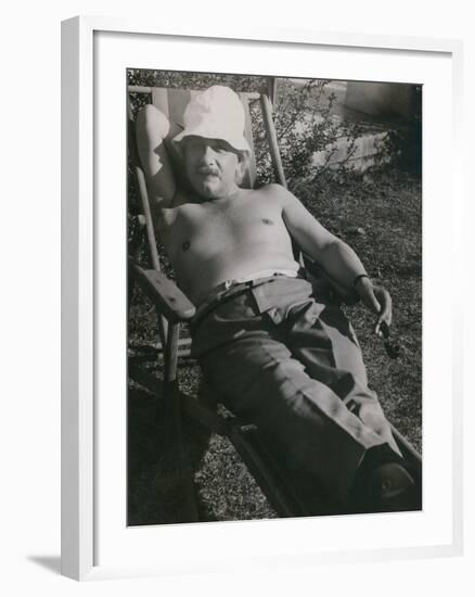 Albert Einstein Sunbathing in 1932-null-Framed Photo