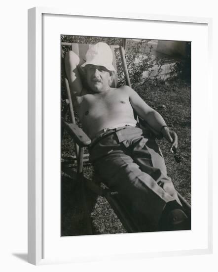 Albert Einstein Sunbathing in 1932-null-Framed Photo