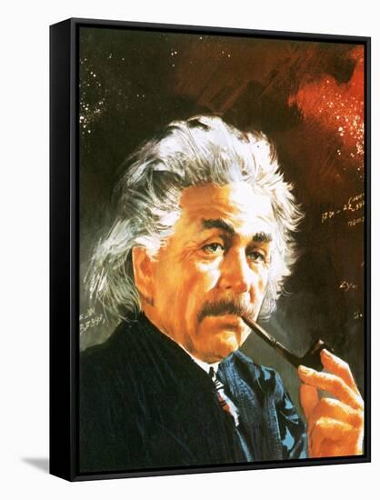 Albert Einstein-English School-Framed Stretched Canvas