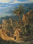 View of Suez Canal, Detail: Caravans and Palm Trees-Albert Rieger-Giclee Print