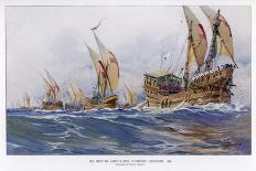 Warship of Imperial Rome is Rowed out of Harbour with Only a Light Sail Hoisted-Albert Sebille-Art Print