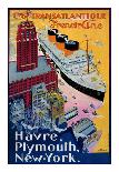 Transatlantique, French Line, Paris-Havre-New York-Albert Sebille-Framed Art Print