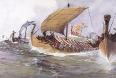 Viking Raiding Fleet Racing Across the North Sea-Albert Sebille-Photographic Print