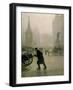 Albert Square, Manchester, 1910 (Oil on Jute)-Adolphe Valette-Framed Giclee Print