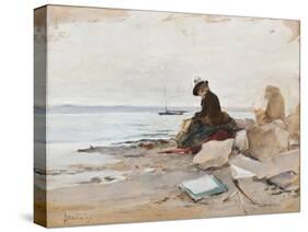Albert Stevens - Painter at the Beach-null-Stretched Canvas