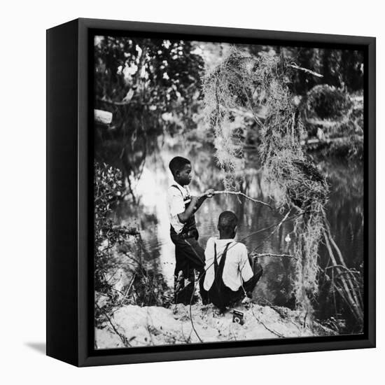 Albert Thornton's Grandson's Fishing-Gordon Parks-Framed Stretched Canvas