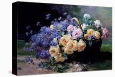 Pansies and Forget Me Not-Albert Tibulle de Furcy Lavault-Stretched Canvas