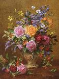 English Elegance Roses in a Silver Vase-Albert Williams-Giclee Print