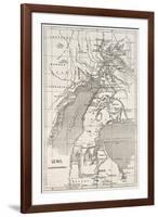 Alberta And Victoria Lakes Region Old Map, Nil River South Of Gondokoro-marzolino-Framed Art Print