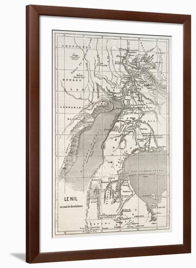 Alberta And Victoria Lakes Region Old Map, Nil River South Of Gondokoro-marzolino-Framed Art Print