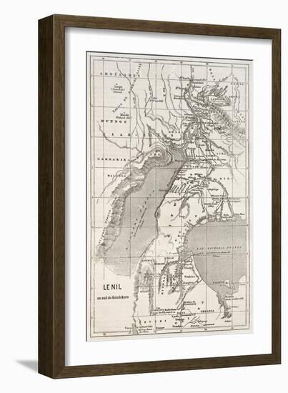 Alberta And Victoria Lakes Region Old Map, Nil River South Of Gondokoro-marzolino-Framed Art Print