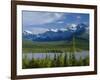 Alberta, Banff National Park, Mount Sarbach and Kaufmann Peaks Rise Above North Saskatchewan River-John Barger-Framed Photographic Print