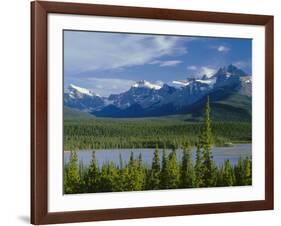 Alberta, Banff National Park, Mount Sarbach and Kaufmann Peaks Rise Above North Saskatchewan River-John Barger-Framed Photographic Print