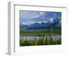 Alberta, Banff National Park, Mount Sarbach and Kaufmann Peaks Rise Above North Saskatchewan River-John Barger-Framed Photographic Print