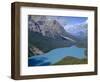 Alberta, Banff National Park, Turquoise Color of Peyto Lake Is Produced from Glacial Silt Suspended-John Barger-Framed Photographic Print