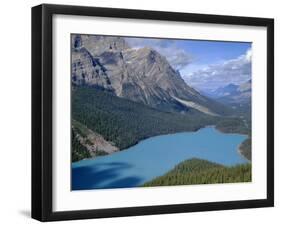 Alberta, Banff National Park, Turquoise Color of Peyto Lake Is Produced from Glacial Silt Suspended-John Barger-Framed Photographic Print