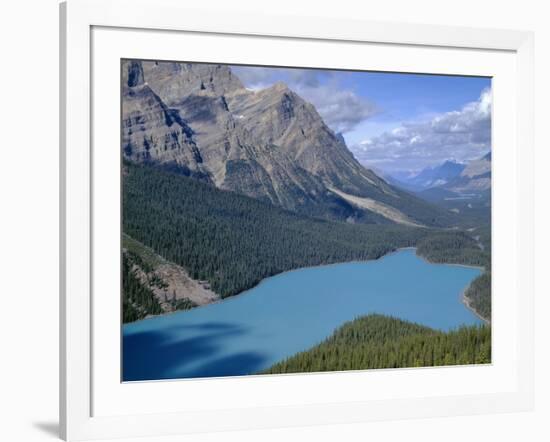 Alberta, Banff National Park, Turquoise Color of Peyto Lake Is Produced from Glacial Silt Suspended-John Barger-Framed Photographic Print