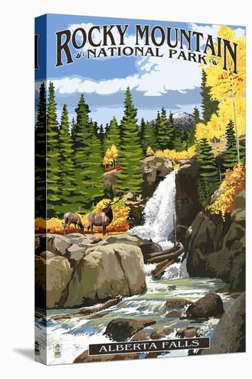 Alberta Falls - Rocky Mountain National Park-Lantern Press-Stretched Canvas