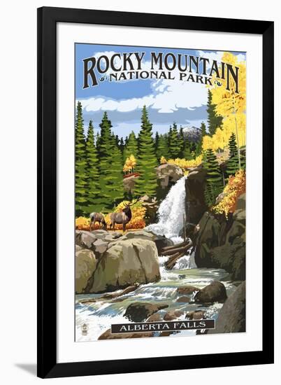 Alberta Falls - Rocky Mountain National Park-Lantern Press-Framed Art Print