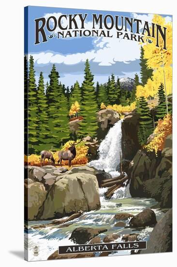 Alberta Falls - Rocky Mountain National Park-Lantern Press-Stretched Canvas