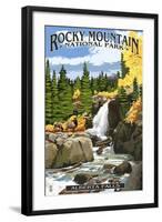 Alberta Falls - Rocky Mountain National Park-Lantern Press-Framed Art Print