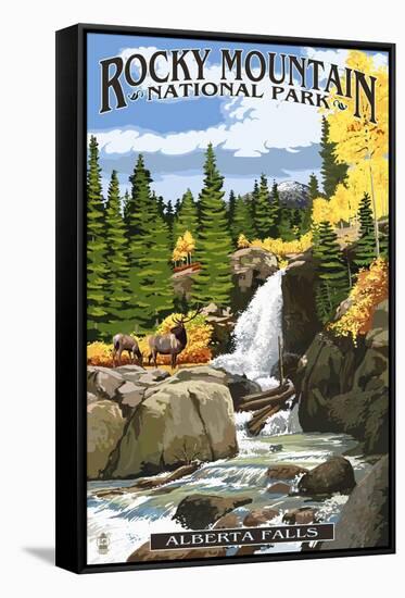 Alberta Falls - Rocky Mountain National Park-Lantern Press-Framed Stretched Canvas