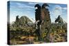 Albertaceratops Dinosaurs Grazing-null-Stretched Canvas