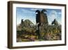 Albertaceratops Dinosaurs Grazing-null-Framed Art Print