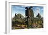 Albertaceratops Dinosaurs Grazing-null-Framed Art Print