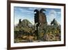 Albertaceratops Dinosaurs Grazing-null-Framed Art Print