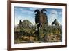 Albertaceratops Dinosaurs Grazing-null-Framed Art Print