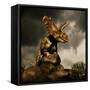 Albertaceratops Surveys the Land-null-Framed Stretched Canvas