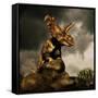 Albertaceratops Surveys the Land-null-Framed Stretched Canvas