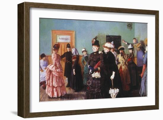 Albertine at the Police Doctor's Waiting Room, 1886-87-Christian Krohg-Framed Giclee Print