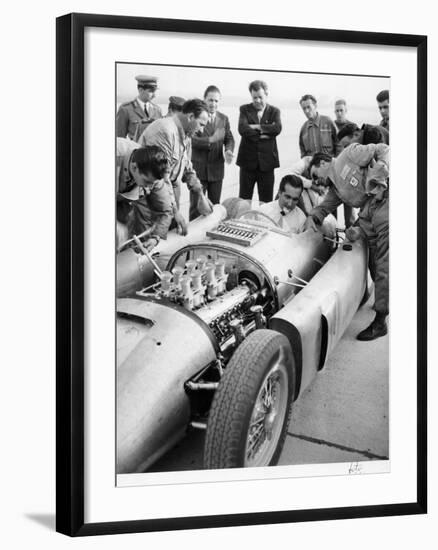 Alberto Ascari at the Wheel of the New Lancia Grand Prix Car, 1955-null-Framed Photographic Print