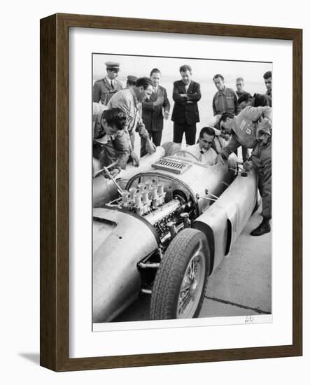 Alberto Ascari at the Wheel of the New Lancia Grand Prix Car, 1955-null-Framed Photographic Print