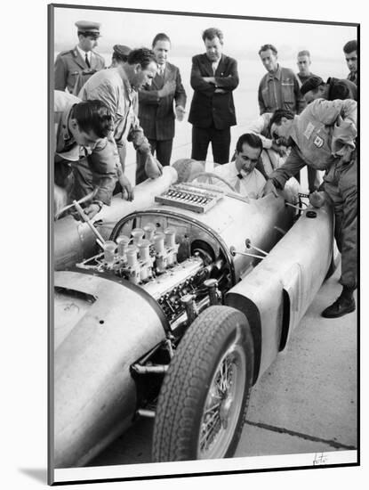 Alberto Ascari at the Wheel of the New Lancia Grand Prix Car, 1955-null-Mounted Photographic Print