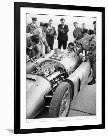 Alberto Ascari at the Wheel of the New Lancia Grand Prix Car, 1955-null-Framed Photographic Print