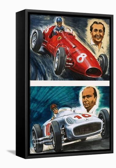 Alberto Ascari Driving a Maserati-null-Framed Stretched Canvas