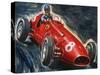 Alberto Ascari Driving a Maserati-English School-Stretched Canvas