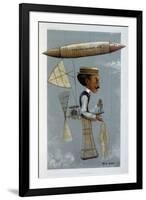 Alberto Santos-Dumont and His Airship, 1901-George Hum-Framed Giclee Print