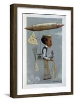 Alberto Santos-Dumont and His Airship, 1901-George Hum-Framed Giclee Print