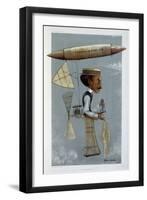 Alberto Santos-Dumont and His Airship, 1901-George Hum-Framed Giclee Print