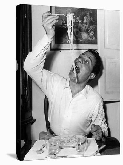 Alberto Sordi Eating Spaghetti-null-Stretched Canvas