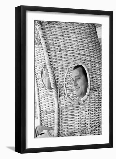 Alberto Sordi Through the Eyelet of a Wicker Armchair-Marisa Rastellini-Framed Photographic Print