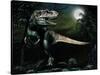 Albertosaurus Hunts by Moonlight-null-Stretched Canvas