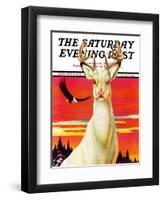 "Albino Deer," Saturday Evening Post Cover, January 8, 1938-Jack Murray-Framed Giclee Print