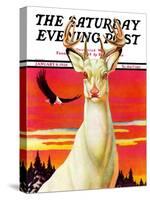 "Albino Deer," Saturday Evening Post Cover, January 8, 1938-Jack Murray-Stretched Canvas